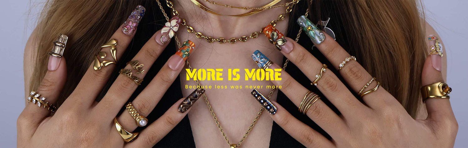 a model wearing maximalist press on nails made by 3dbeauty