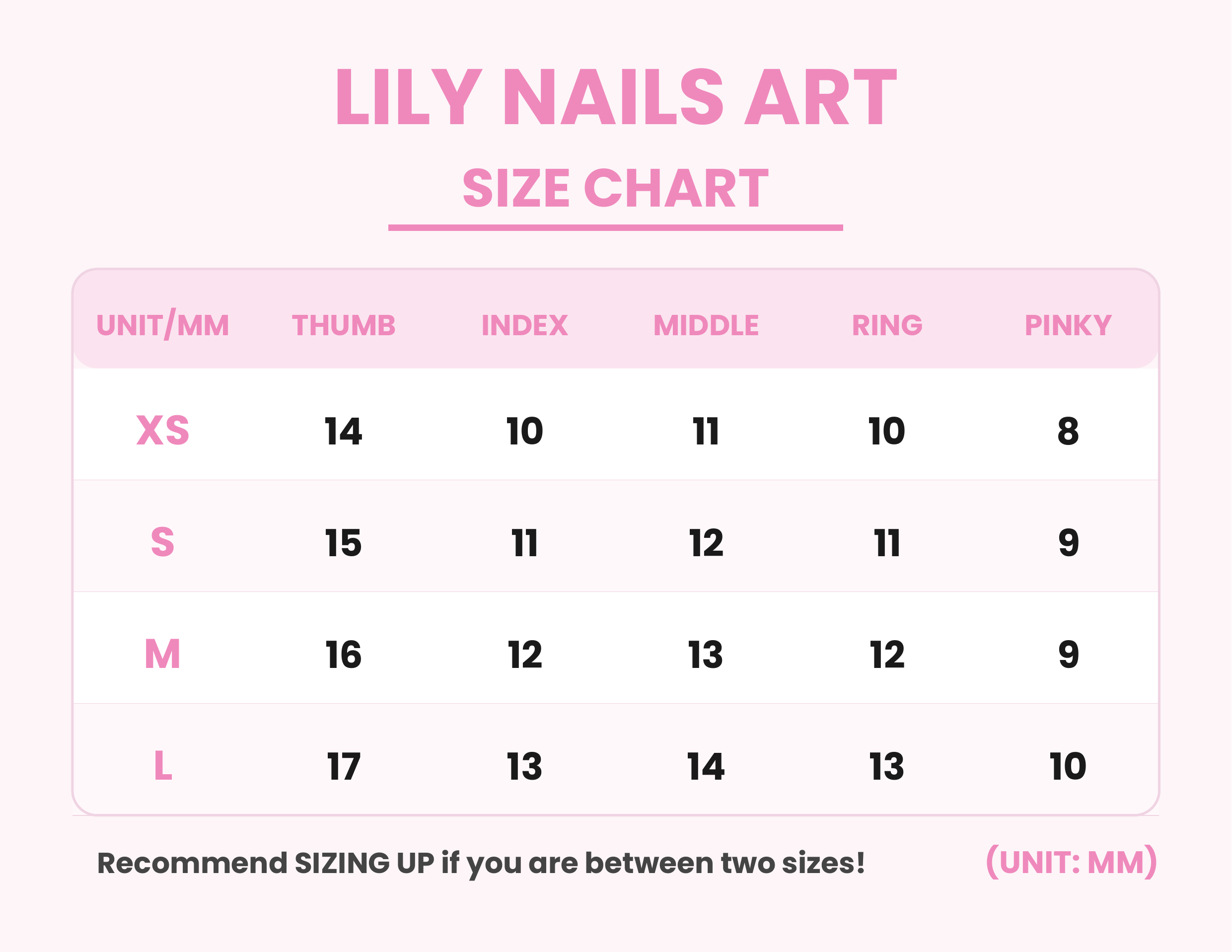 3dbeauty size chart